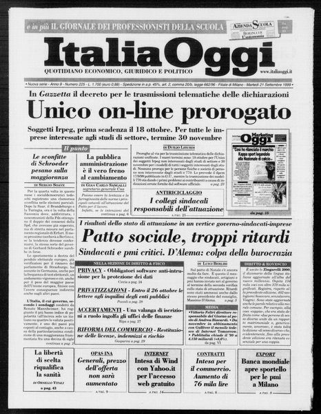 Italia oggi : quotidiano di economia finanza e politica